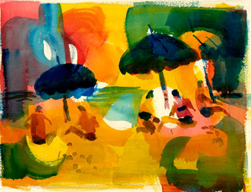 Umbrella Watercolor Scene